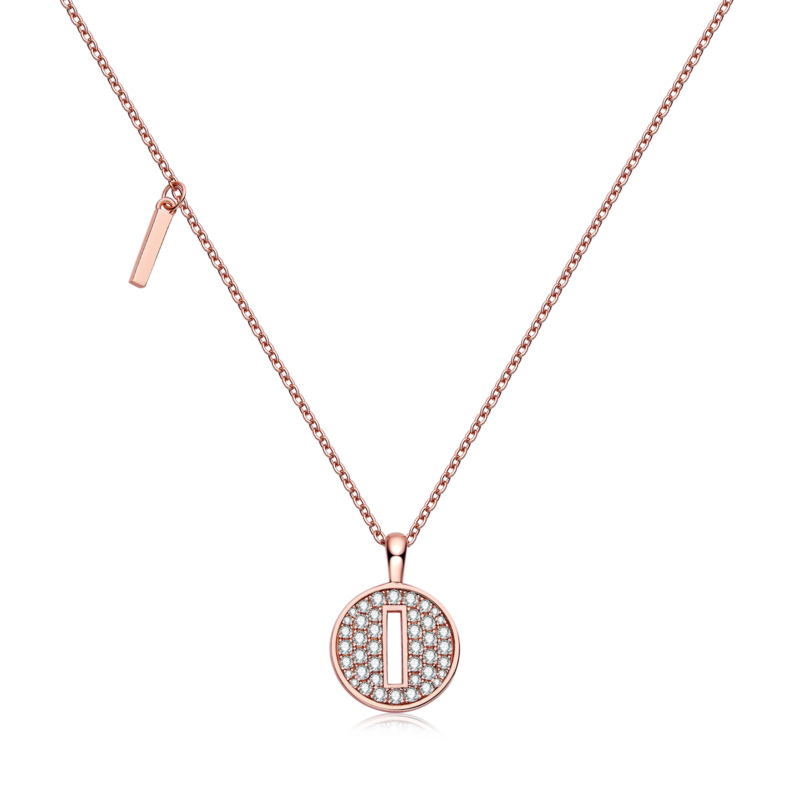 I pendant S925 silver plated rose gold Moissanite diamond light luxury letter necklace